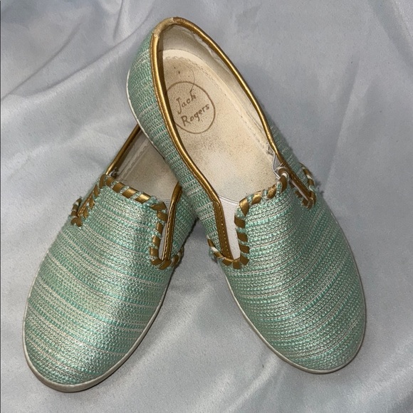 Jack Rogers Shoes - Jack Rogers Women's Mint Green & Gold Slip-On Sneakers, Size 7.5M, **READ**